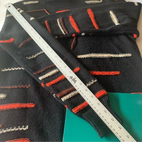 Berna Sweater Soft Wool Blend Pullover Turtleneck Art Black Orange Beige Brown L - Picture 12 of 13